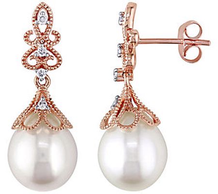 Bellini Cultured Pearl & Diamond Accent Vintage Earrings, 14K