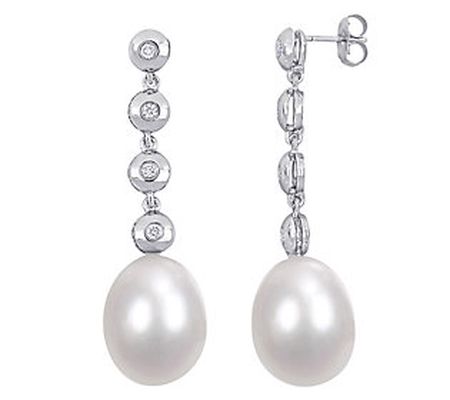 Bellini Cultured Pearl & Diamond Drop Earrings, 14K White Gold
