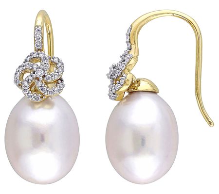 Bellini Cultured South Sea Pearl & Diamond Earr ngs, 14K Gold