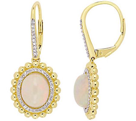 Bellini Ethiopan Opal & 0.25 cttw Diamond Earri ngs, 14K Gold