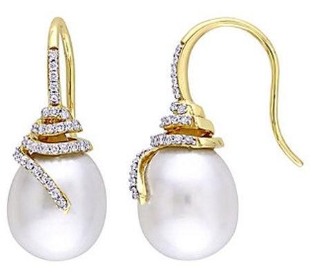 Bellini South Sea CUltured Pearl & Diamond Dro p Earrings, 14K