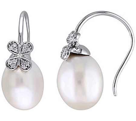 Bellini South Sea Pearl & 0.10 cttw Diamond Ear rings, 14K Gold