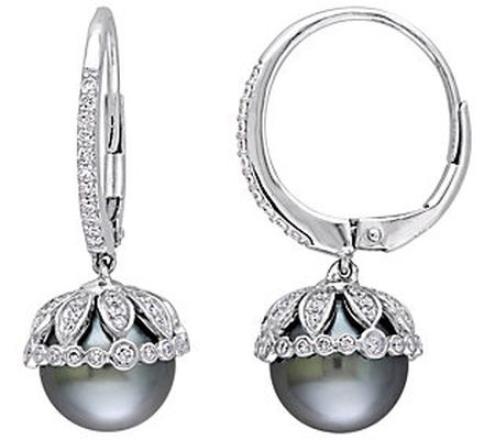 Bellini Tahitian Cultured Pearl & Diamond Earr ings, 14K Gold