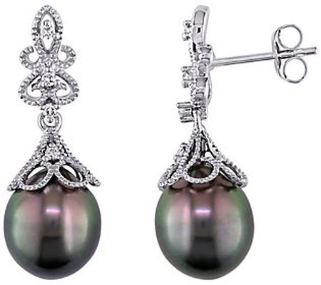 Bellini Tahitian Pearl & Diamond Accent Vintage Earrings, 14K