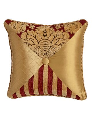 Bellissimo Square Pieced Pillow with Button & Cording