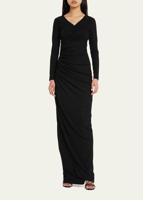 Bello Ruched Jersey Column Gown