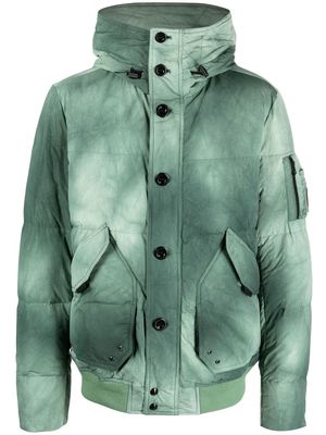 Belstaff abstract-print hooded padded coat - Green