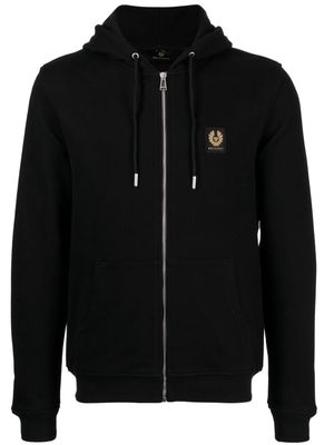 Belstaff logo-appliqué cotton hoodie - Black