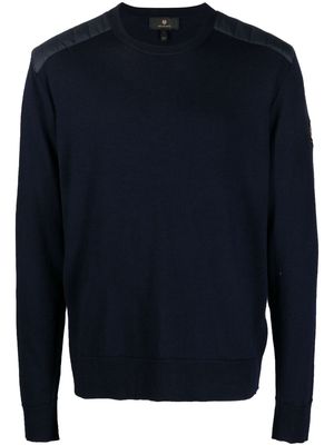 Belstaff logo-patch fine-knit wool jumper - Blue