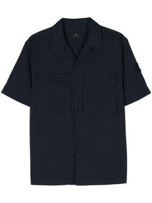 Belstaff logo-patch seersucker shirt - Blue