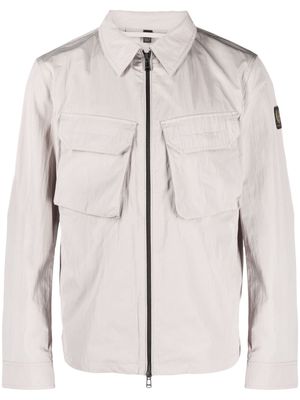 Belstaff logo-patch zip-up shirt jacket - Grey
