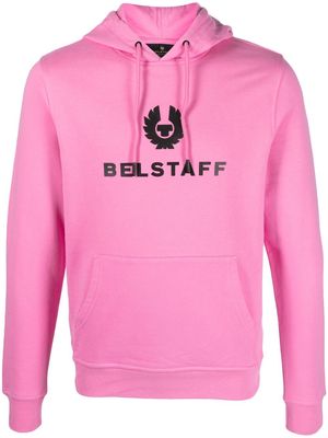 Belstaff logo-print cotton hoodie - Pink