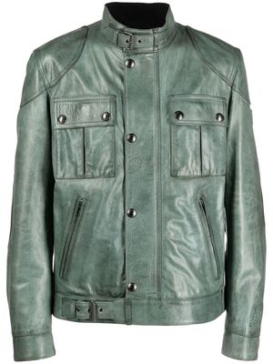 Belstaff multi-pocket leather jacket - Green