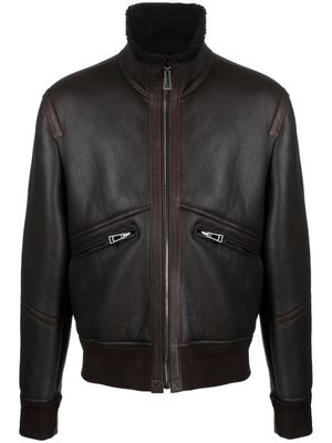 Belstaff shearling collar leather jacket - Brown