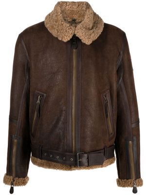 Belstaff Wilder zip-up biker jacket - Brown