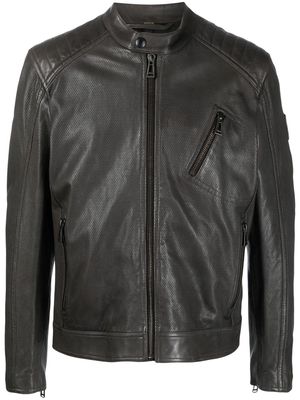 Belstaff zipped leather biker jacket - Grey