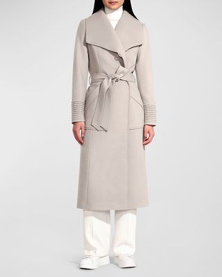 Belted Alpaca Wool Wrap Coat with Wide Collar