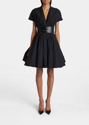 Belted Bubble Hem Mini Dress