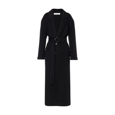 Belted double wool coat