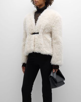 Belted Faux-Shearling Coat