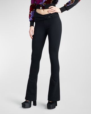 Belted Flared-Leg Pants