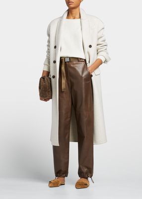 Belted Leather Drawcord Pants