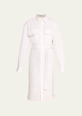 Belted Pressed Cotton Long Shirt