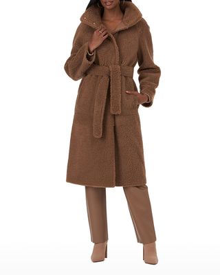 Belted Shearling Teddy Coat