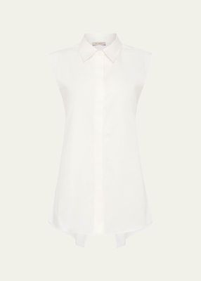 Belted Sleeveless Cotton Shirt