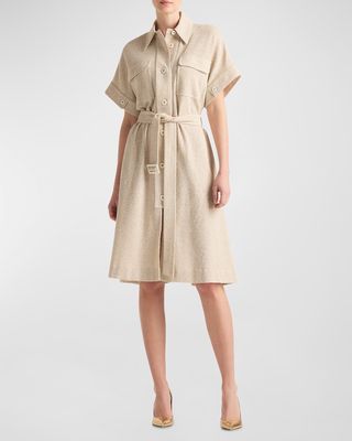 Belted Terry-Cloth Shirtdress
