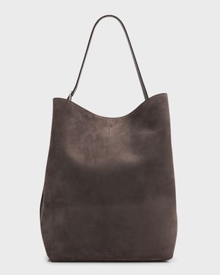 Belted Tote Bag in Suede