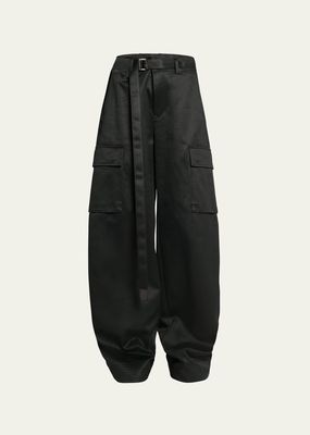 Belted Wide-Leg Cargo Trousers