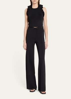 Belted Wide-Leg Sweater Jumpsuit