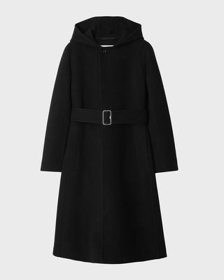 Belted Wool-Cashmere Hooded Coat