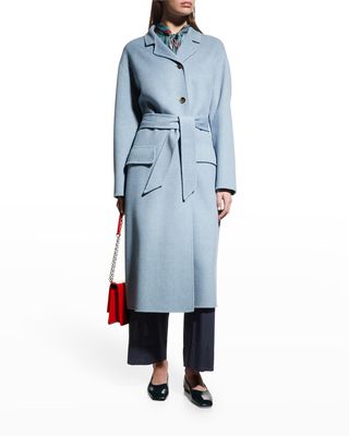 Belted Wool Maxi Wrap Coat