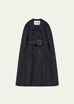 Belted Wool Trench Cape