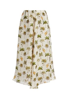 Bembe Palm-Print Midi-Skirt