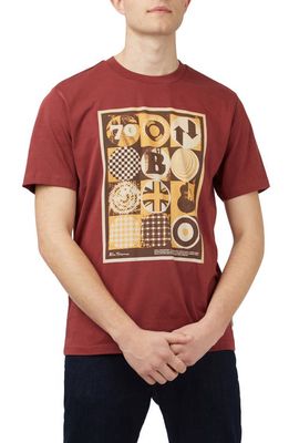 Ben Sherman 1970s Organic Cotton Graphic T-Shirt in Maroon
