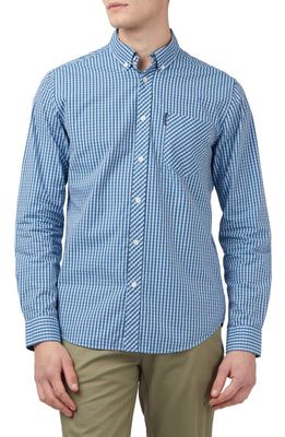 Ben Sherman Check Cotton Button-Down Shirt in Blue Denim