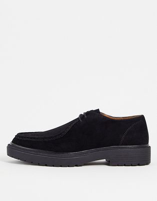 Ben Sherman chunky lace-up brogue shoes in black leather