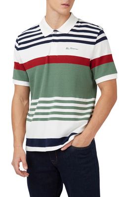 Ben Sherman Engineered Stripe Polo in Snow White 