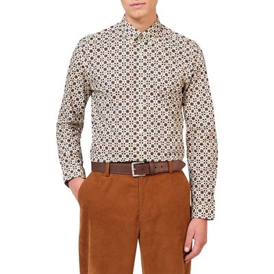 Ben Sherman Foulard Print Button-Down Shirt in Fog