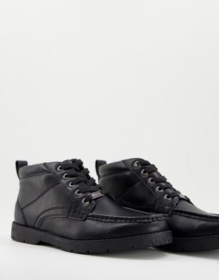 Ben Sherman lace-up leather boots in black