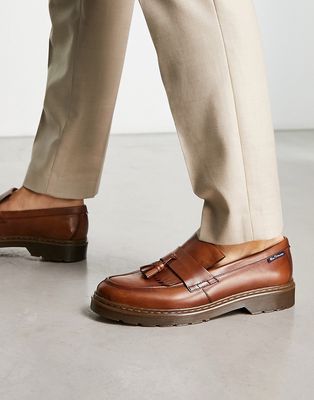 Ben Sherman leather chunky tassel loafers in tan-Brown