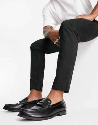Ben Sherman leather penny loafers in black