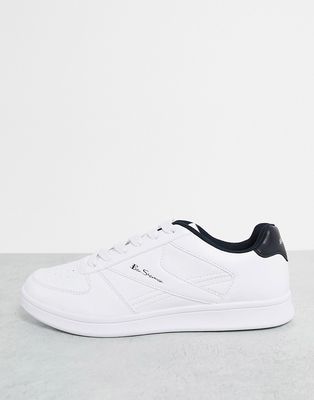 Ben Sherman minimal lace up sneakers in white and navy