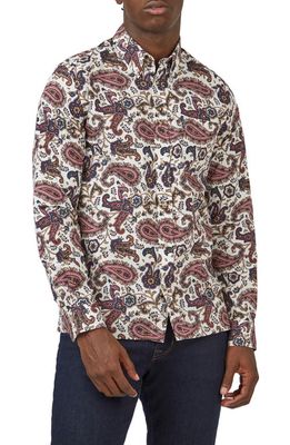 Ben Sherman Paisley Cotton Button-Down Shirt in Grape