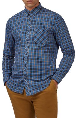 Ben Sherman Plaid Cotton Button-Down Shirt in Cobalt