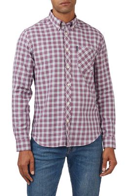 Ben Sherman Plaid Cotton Button-Down Shirt in Grape 