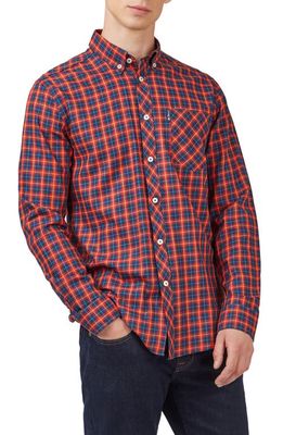 Ben Sherman Plaid Cotton Button-Down Shirt in Red